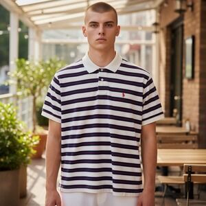 Polo Ralph Lauren Men's Striped Short Sleeve Polo Shirt Size XL Red Navy White